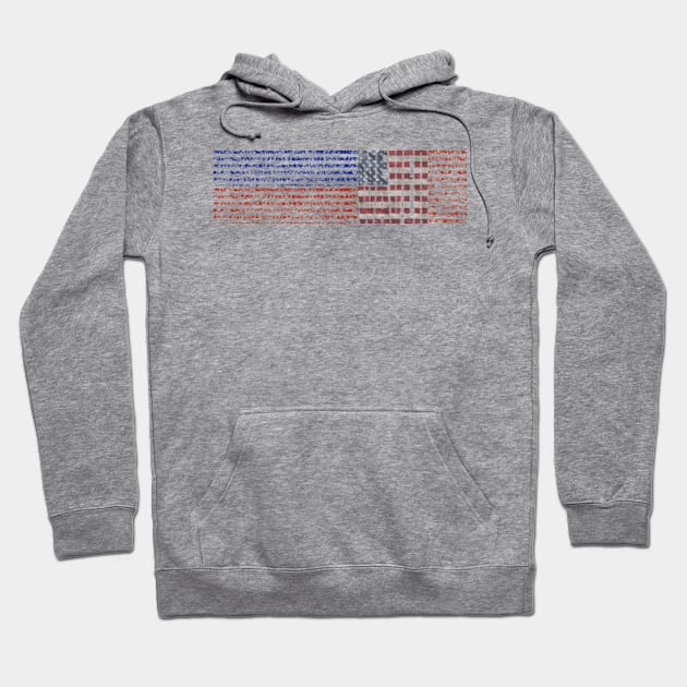 Red & Blue Retro American Flag Hoodie by Cyndi@never-waver.com